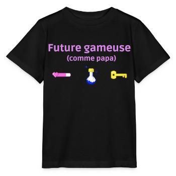 Cadeau naissance fille gameuse comme papa - T-shirt bio MINI CREATOR Stanley/Stella Enfant - noir - Devant - Mikhail (115cm)