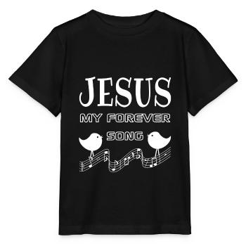 Christian Design Jesus, My Forever Song - T-shirt bio MINI CREATOR Stanley/Stella Enfant - noir - Devant - Mikhail (115cm)
