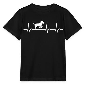 Mischling Herzkurve - Puls Hund Hundefan Haustier - Stanley/Stella Kinder T-Shirt MINI CREATOR  - Schwarz - Vorne - Mikhail (115cm)