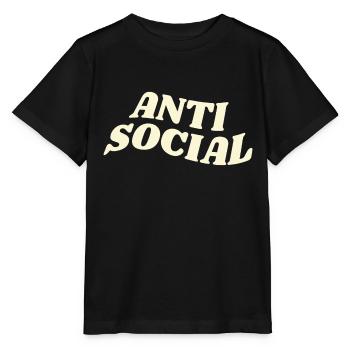 Anti Social Slogan - Lettering - Anti Sozial - Stanley/Stella Kinder T-Shirt MINI CREATOR  - Schwarz - Vorne - Mikhail (115cm)