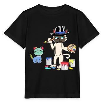 Chat Peintre Maître Artiste Académie d’Art - T-shirt bio MINI CREATOR Stanley/Stella Enfant - noir - Devant - Mikhail (115cm)