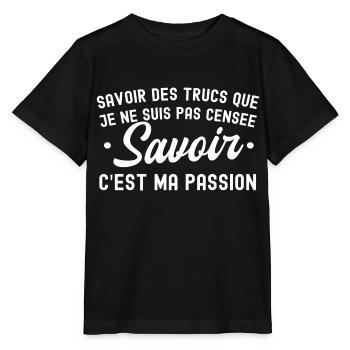 savoir des trucs c est ma passion - T-shirt bio MINI CREATOR Stanley/Stella Enfant - noir - Devant - Mikhail (115cm)