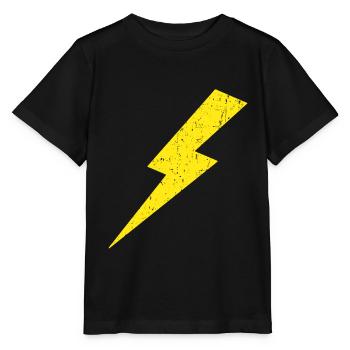 Lightning Bolt Power Yellow Retro Vintage - Stanley/Stella MINI CREATOR Kids’ T-Shirt - black - Front - Mikhail (115cm)