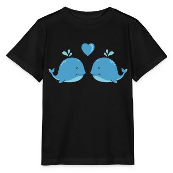 Baleines amoureuses - T-shirt bio MINI CREATOR Stanley/Stella Enfant - noir - Devant - Mikhail (115cm)