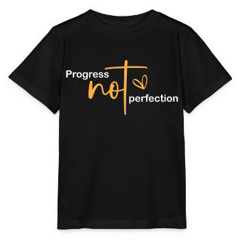 Le progrès au lieu de la perfection L’amour de soi - T-shirt bio MINI CREATOR Stanley/Stella Enfant - noir - Devant - Mikhail (115cm)
