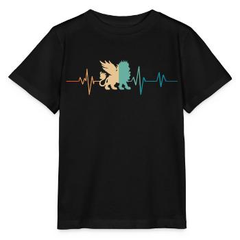 Retro lion heartbeat hybrid - Stanley/Stella MINI CREATOR Kids’ T-Shirt - black - Front - Mikhail (115cm)