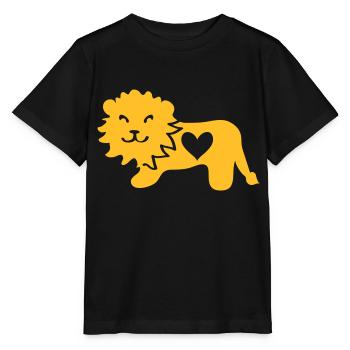 Löwe mit Herz - Stanley/Stella Kinder T-Shirt MINI CREATOR  - Schwarz - Vorne - Mikhail (115cm)