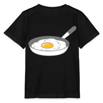 frying pan fried egg cooking roast eat egg yolk - Stanley/Stella MINI CREATOR Kids’ T-Shirt - black - Front - Mikhail (115cm)