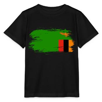 Zambia flag flag - Stanley/Stella MINI CREATOR Kids’ T-Shirt - black - Front - Mikhail (115cm)
