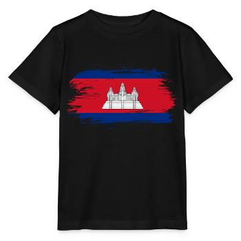Cambodia flag flag - Stanley/Stella MINI CREATOR Kids’ T-Shirt - black - Front - Mikhail (115cm)