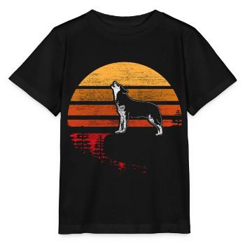 Wolf Howling Pack Animal Gift - Stanley/Stella MINI CREATOR Kids’ T-Shirt - black - Front - Mikhail (115cm)