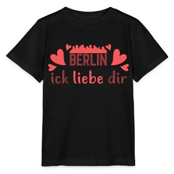 Berlin Ick Liebe Dir Berliner Schriftzug Spruch - Stanley/Stella Kinder T-Shirt MINI CREATOR  - Schwarz - Vorne - Mikhail (115cm)