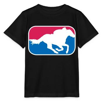 Rennpferd reiten Reitsport Pferde lustige Geschenk - Stanley/Stella Kinder T-Shirt MINI CREATOR  - Schwarz - Vorne - Mikhail (115cm)