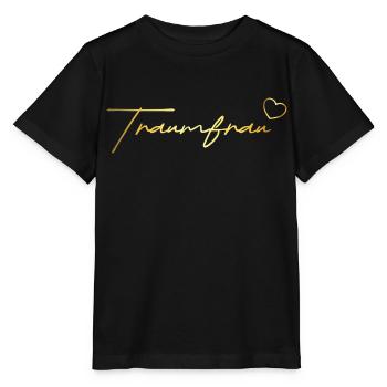 Traumfrau Geschenk in gold - Stanley/Stella Kinder T-Shirt MINI CREATOR  - Schwarz - Vorne - Mikhail (115cm)