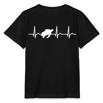 Courbe ECG - courbe cardiaque - tortue marine - nature - T-shirt bio MINI CREATOR Stanley/Stella Enfant - noir - Devant - Mikhail (115cm)