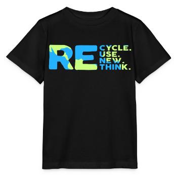 ReCycle ReUse ReNew ReThink - Stanley/Stella Kinder T-Shirt MINI CREATOR  - Schwarz - Vorne - Mikhail (115cm)
