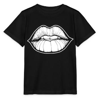 Lips, mouth, kissing lips - Stanley/Stella MINI CREATOR Kids’ T-Shirt - black - Front - Mikhail (115cm)