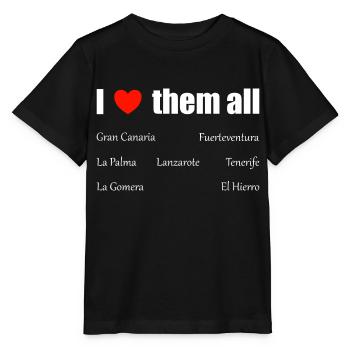 Je les aime tous - Îles Canaries - T-shirt bio MINI CREATOR Stanley/Stella Enfant - noir - Devant - Mikhail (115cm)