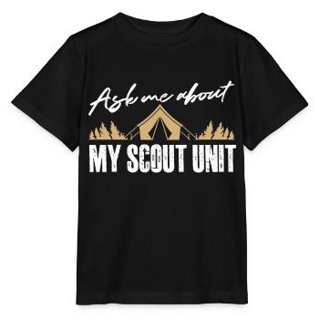 Posez-moi des questions sur mon unité scoute Design - T-shirt bio MINI CREATOR Stanley/Stella Enfant - noir - Devant - Mikhail (115cm)
