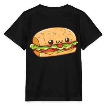 Kawaii-Burger mit glücklichem Gesicht - Stanley/Stella Kinder T-Shirt MINI CREATOR  - Schwarz - Vorne - Mikhail (115cm)