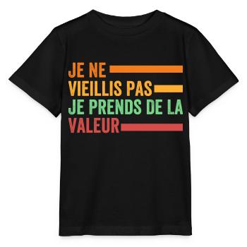 Ich werde nicht alt, ich steigere meinen Wert - Stanley/Stella Kinder T-Shirt MINI CREATOR  - Schwarz - Vorne - Mikhail (115cm)