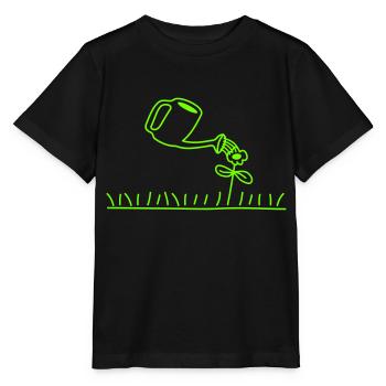 Hübsche Blume Gießen Wasser Gießkanne Rasen Wiese - Stanley/Stella Kinder T-Shirt MINI CREATOR  - Schwarz - Vorne - Mikhail (115cm)