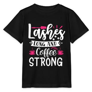 Wimpern lang und Kaffee starke Make-up-Schönheit - Stanley/Stella Kinder T-Shirt MINI CREATOR  - Schwarz - Vorne - Mikhail (115cm)