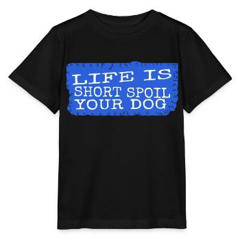 funny happy animal print animal welfare canine - Stanley/Stella Kinder T-Shirt MINI CREATOR  - Schwarz - Vorne - Mikhail (115cm)