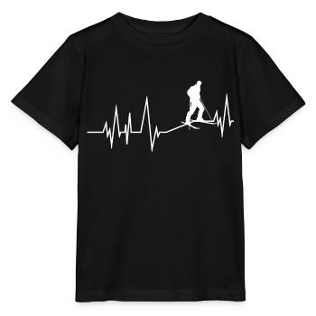 Ski Heartbeat Touring Ski Tour Gift - Stanley/Stella MINI CREATOR Kids’ T-Shirt - black - Front - Mikhail (115cm)