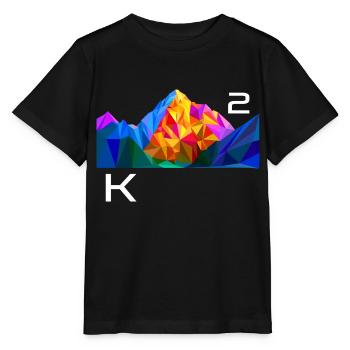 K2, mountain, Himalaya, colorful triangles, triangles peak - Stanley/Stella MINI CREATOR Kids’ T-Shirt - black - Front - Mikhail (115cm)