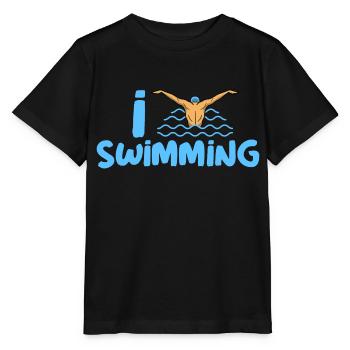 Ich liebe Schwimmen, ich liebe Schwimmen, Pool, Schwimmen - Stanley/Stella Kinder T-Shirt MINI CREATOR  - Schwarz - Vorne - Mikhail (115cm)
