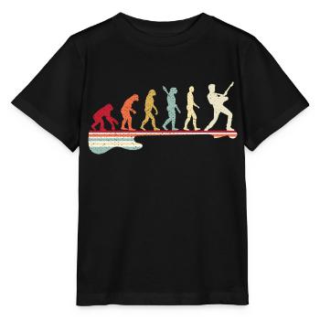 Evolution zum Gitarrist, ich mag Noten und Musik - Stanley/Stella Kinder T-Shirt MINI CREATOR  - Schwarz - Vorne - Mikhail (115cm)