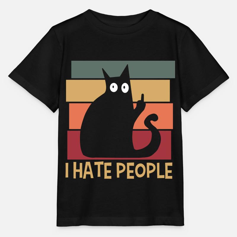 I Hate People Cat Retro - Stanley/Stella MINI CREATOR Kids’ T-Shirt - black