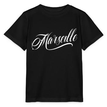 Marseille en calligraphie - T-shirt bio MINI CREATOR Stanley/Stella Enfant - noir - Devant - Mikhail (115cm)