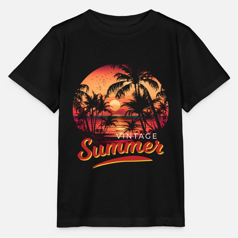 Rétro Vintage Summer Sunset Beach - T-shirt bio MINI CREATOR Stanley/Stella Enfant - noir