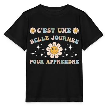 Une belle journée pour apprendre cadeau maîtresse - T-shirt bio MINI CREATOR Stanley/Stella Enfant - noir - Devant - Mikhail (115cm)