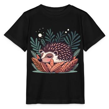 Mignon hérisson endormi dans les buissons - T-shirt bio MINI CREATOR Stanley/Stella Enfant - noir - Devant - Mikhail (115cm)