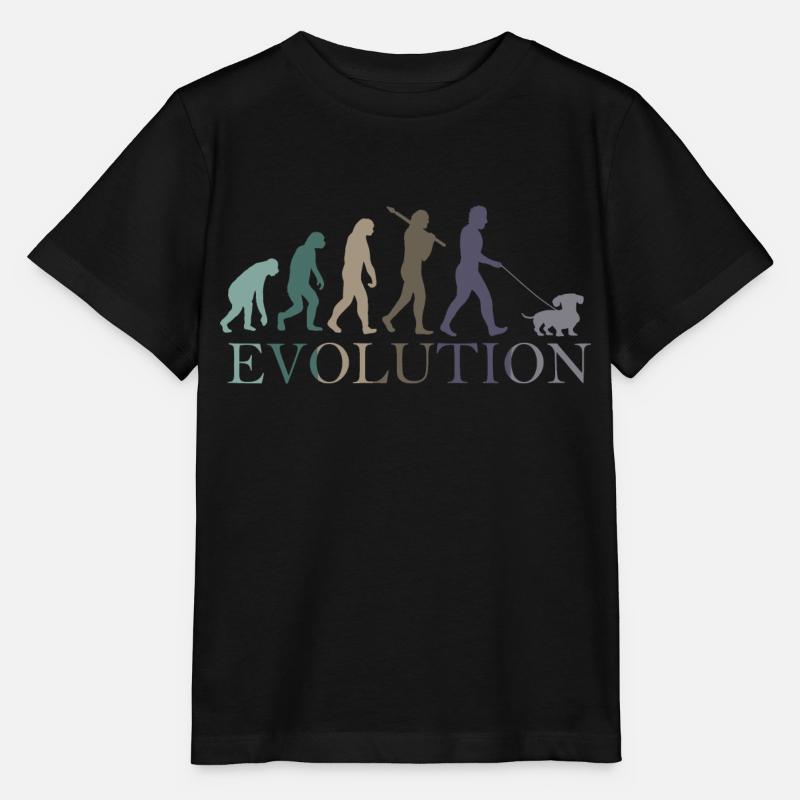 EVOLUTION OF THE RETRO DACHSHUND - Stanley/Stella MINI CREATOR Kids’ T-Shirt - black