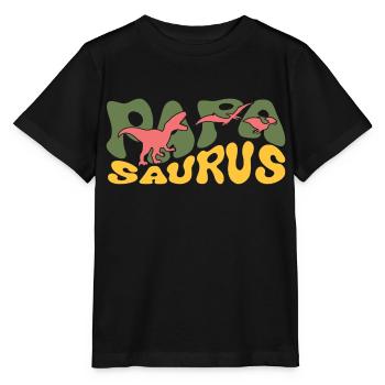 Papasaurus Dinosaur Papa Saurus Father's Day Gift - Stanley/Stella MINI CREATOR Kids’ T-Shirt - black - Front - Mikhail (115cm)