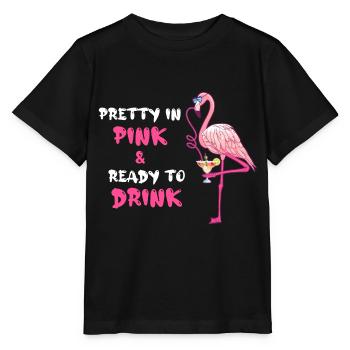 Flamant Joli En Rose Et Prêt À Boire - T-shirt bio MINI CREATOR Stanley/Stella Enfant - noir - Devant - Mikhail (115cm)