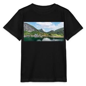 Geiranger panorama view from harbor - Stanley/Stella Kinder T-Shirt MINI CREATOR  - Schwarz - Vorne - Mikhail (115cm)