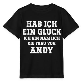 Ich bin die Frau von Andy Hochzeit - Stanley/Stella Kinder T-Shirt MINI CREATOR  - Schwarz - Vorne - Mikhail (115cm)