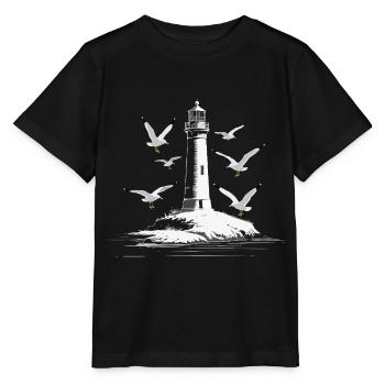 Phare Seagull Harbor Moin Sea Lake - T-shirt bio MINI CREATOR Stanley/Stella Enfant - noir - Devant - Mikhail (115cm)