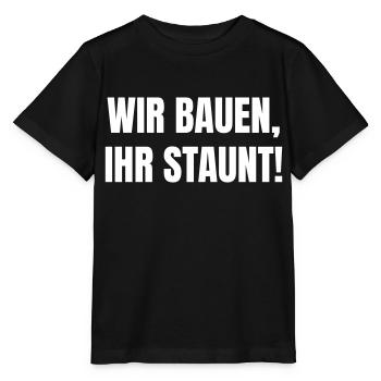 Nous sommes en train de construire, vous en prendrez plein les yeux ! - T-shirt bio MINI CREATOR Stanley/Stella Enfant - noir - Devant - Mikhail (115cm)