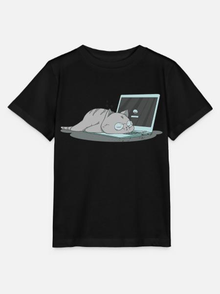 Sleeping cat home office - Stanley/Stella Kinder T-Shirt MINI CREATOR  - Schwarz
