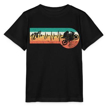 Motorrad Herzschlag Motorradfahrer Rennmaschine - Stanley/Stella Kinder T-Shirt MINI CREATOR  - Schwarz - Vorne - Mikhail (115cm)