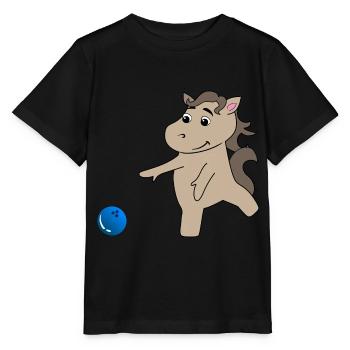 Le poulain de cheval joue au bowling - T-shirt bio MINI CREATOR Stanley/Stella Enfant - noir - Devant - Mikhail (115cm)