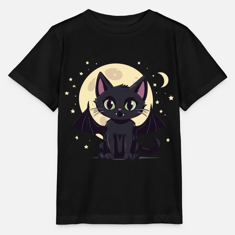 Halloween Black Cat as Vampire - Stanley/Stella MINI CREATOR Kids’ T-Shirt - black