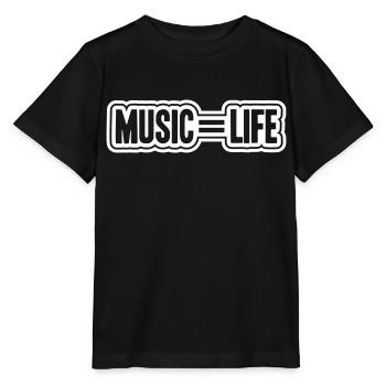 Music ist Life Musik = Leben Gleichheitszeichen - Stanley/Stella Kinder T-Shirt MINI CREATOR  - Schwarz - Vorne - Mikhail (115cm)