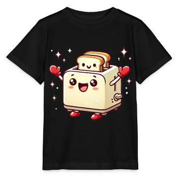Happy Toaster with Positive Vibes - Stanley/Stella MINI CREATOR Kids’ T-Shirt - black - Front - Mikhail (115cm)